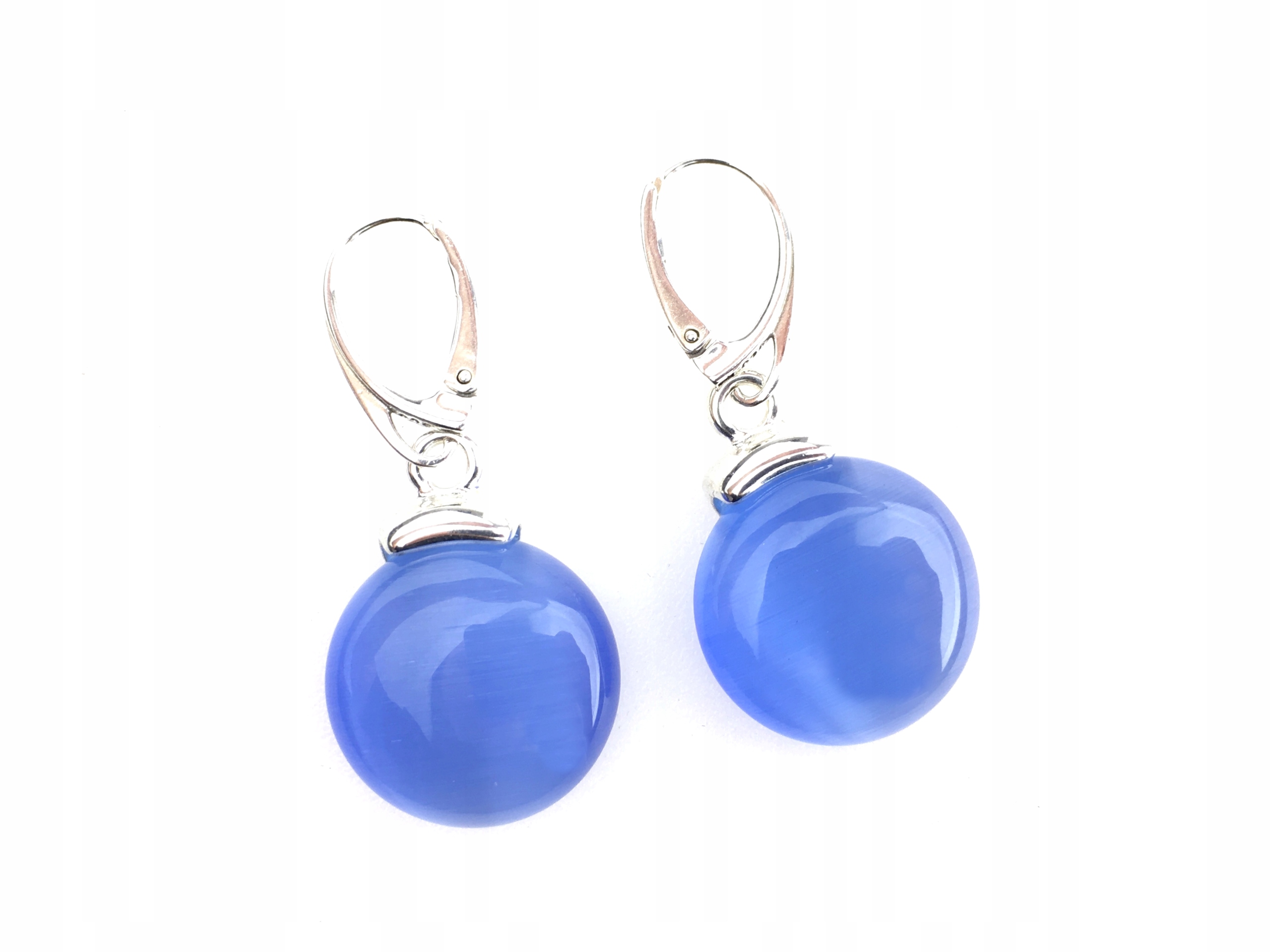 

wiszące kolczyki okrągły kamień uleksyt niebieski