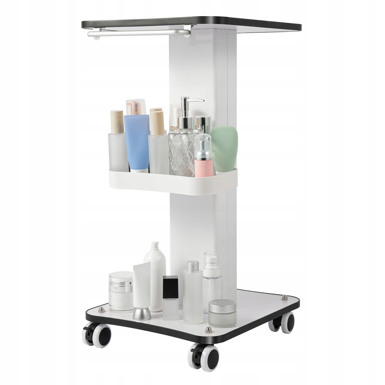 Kosmetický Vozík Trolley 3-PATROVÝ S Kolečky A Madlem Nosnost 40 Kg Pro Salony Spa