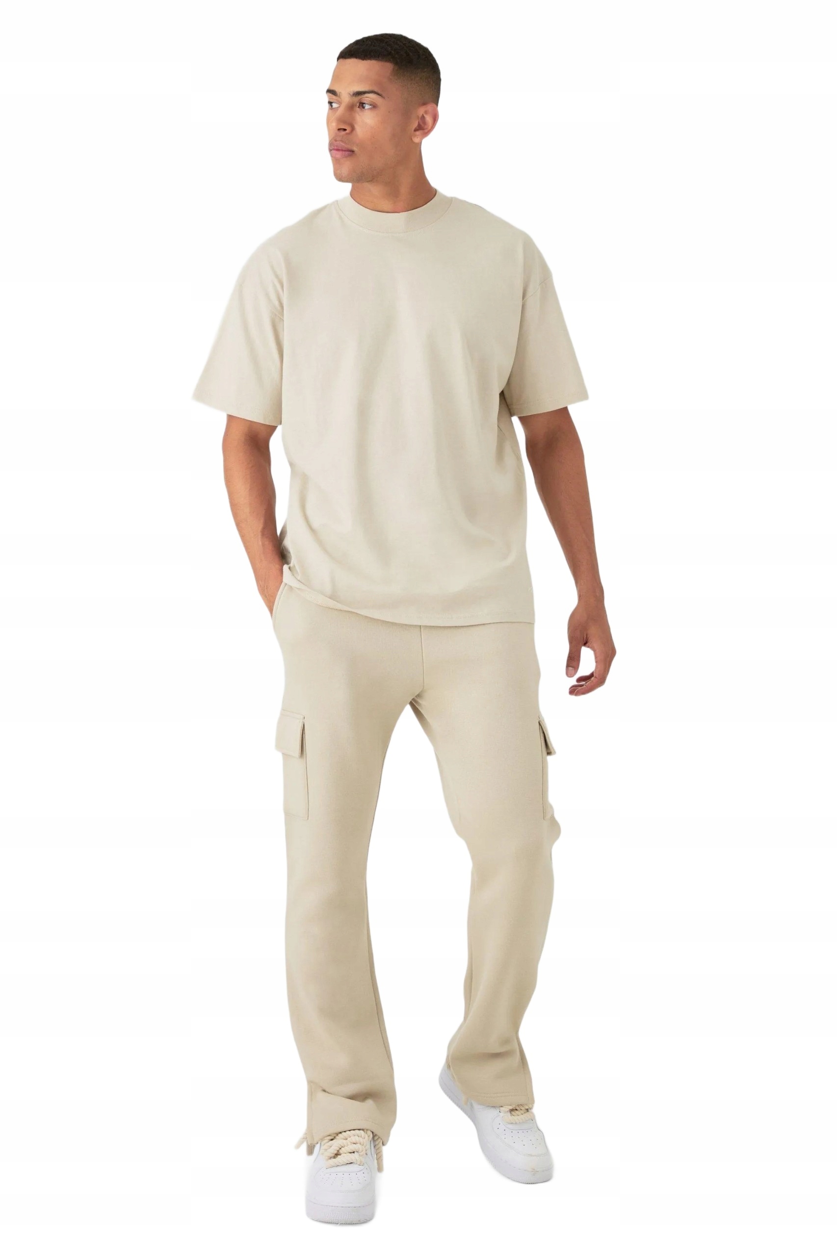 Boohooman Pánský Teplákový Komplet Béžový S Kapsami Na Nohavicích XL Z3A