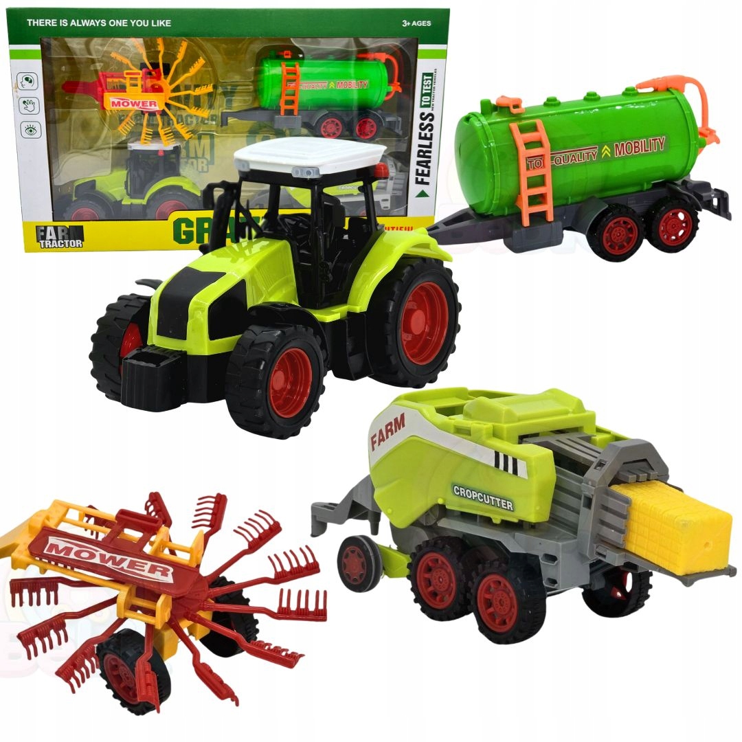ZESTAW XL FARMA CIĄGNIK TRAKTOR MASZYNY ROLNICZE BECZKA ZAGRABIARKA ROLNIK