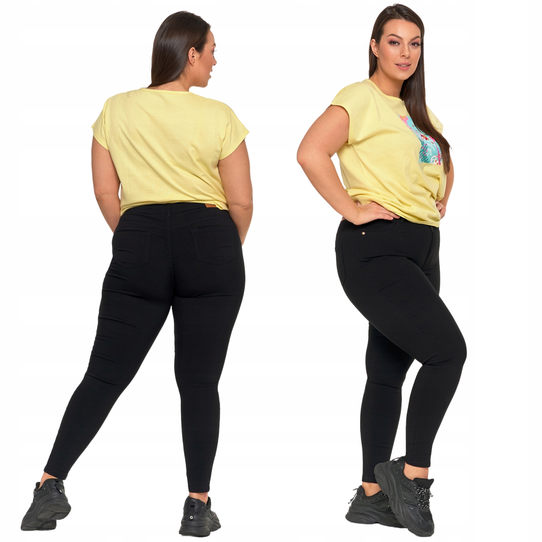 Spodnie Damskie Z Wiskozy Moraj Z Wysokim Stanem Czarne XXL