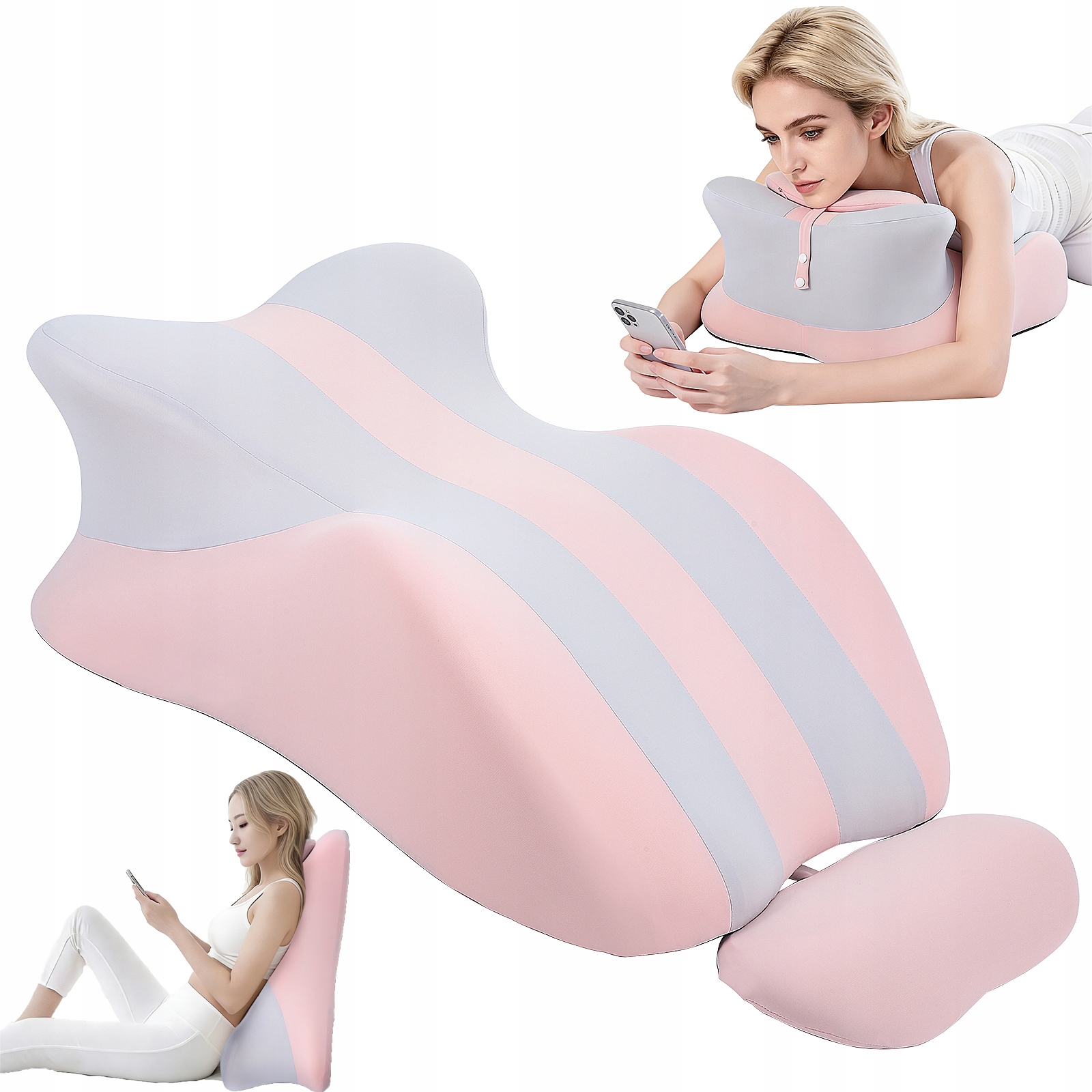 Ergonomický polštář z paměťové pěny pro spaní na břiše pratelný potah