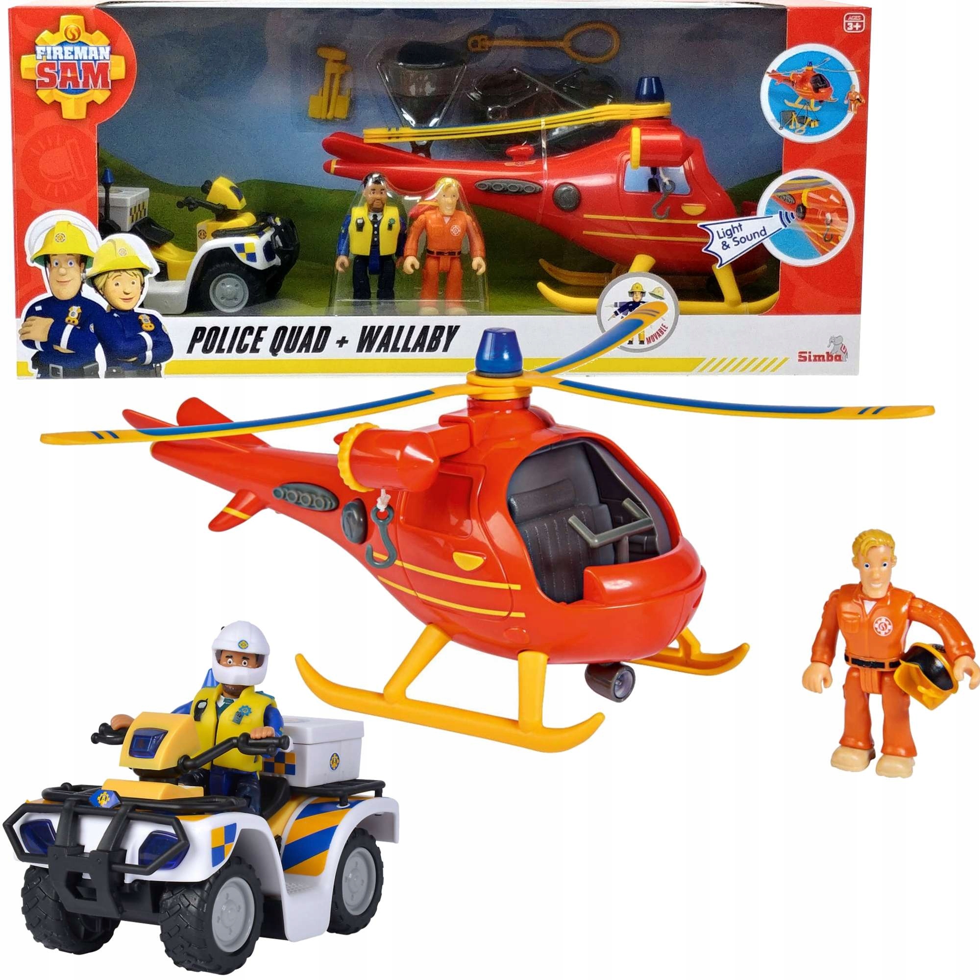 

Zestaw Strażak Sam Helikopter Quad Figurki Akc.