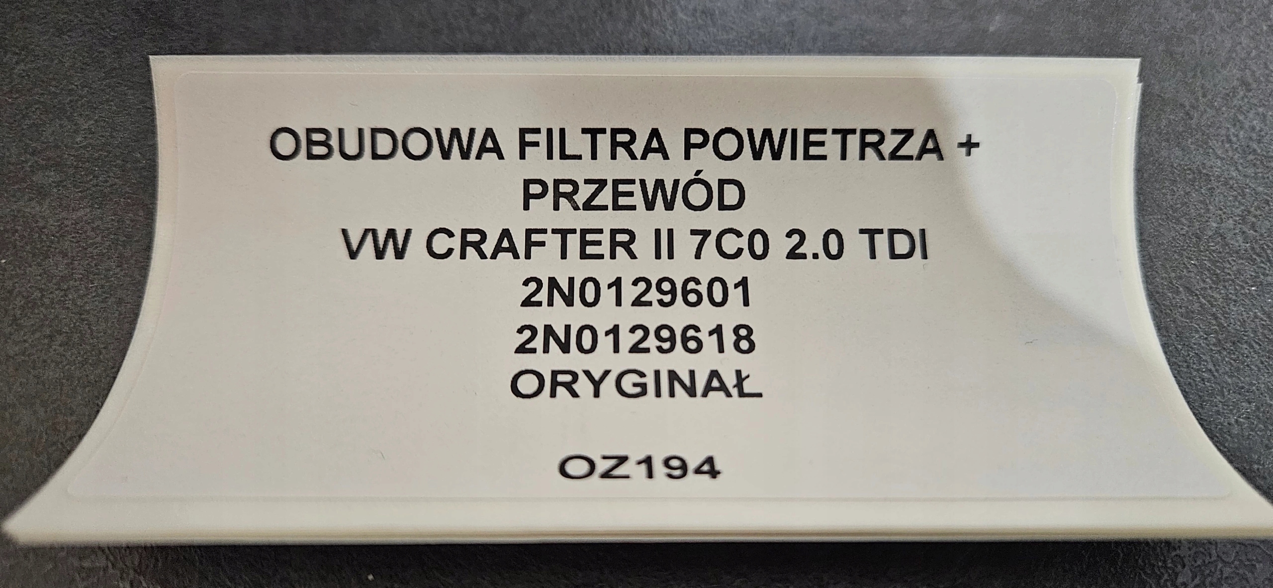 Gehäuse filter luft VW CRAFTER II 7C0 2.0 TDI Original 2N0129601