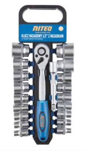 Niteo KLUCZe NASADOWe 1/2 Z Mechanizmem Zapadkowym I 18 Nasadkami