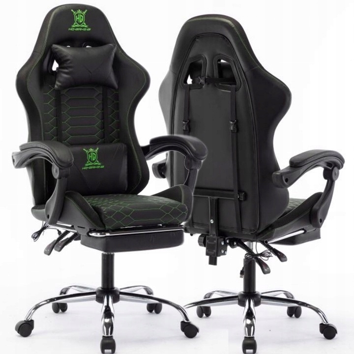 HQ FOTEL GAMINGOWY BIUROWY KRZESŁO GRACZA OBROTOWY+MASAŻ+PODNÓŻEK Marka bez marki