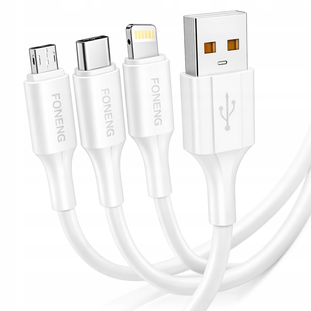 Zestaw kabli USB - USB typ C / microUSB / Lightning FONENG