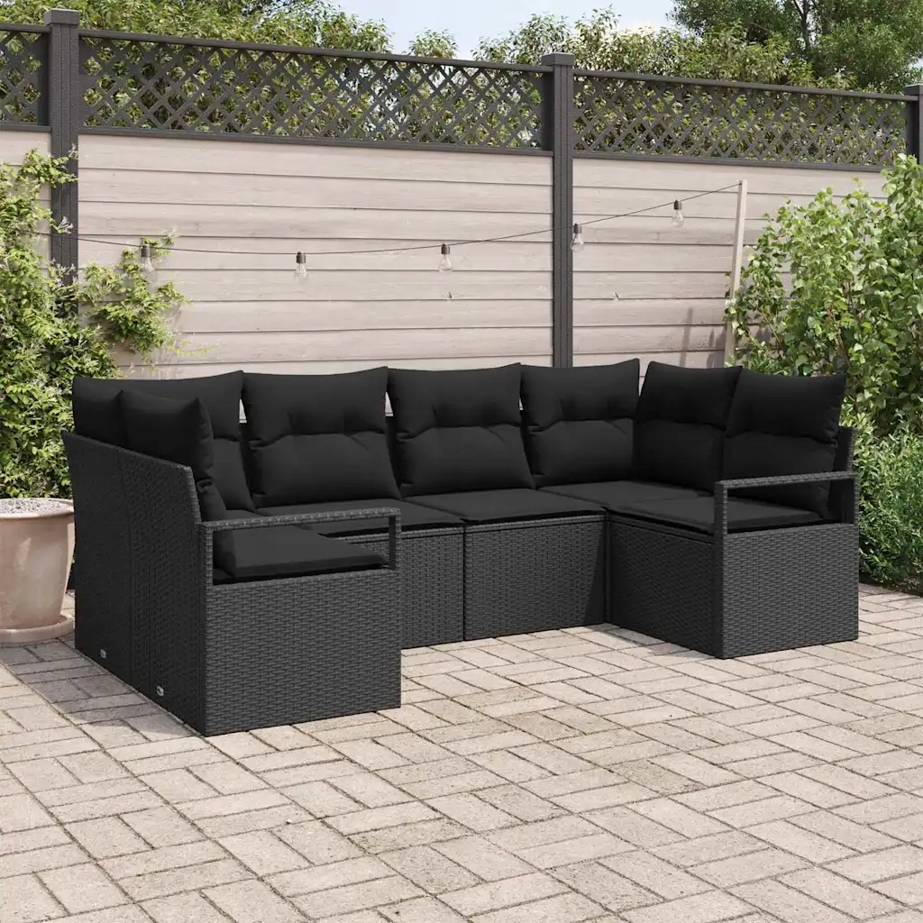 Sada zahradních pohovek 6 pcs Černá Poly ratan Černá 3346523
