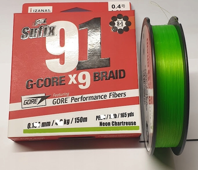 Sufix 91 G-core x9 Braid 0,235mm 14,5kg 150m Chart