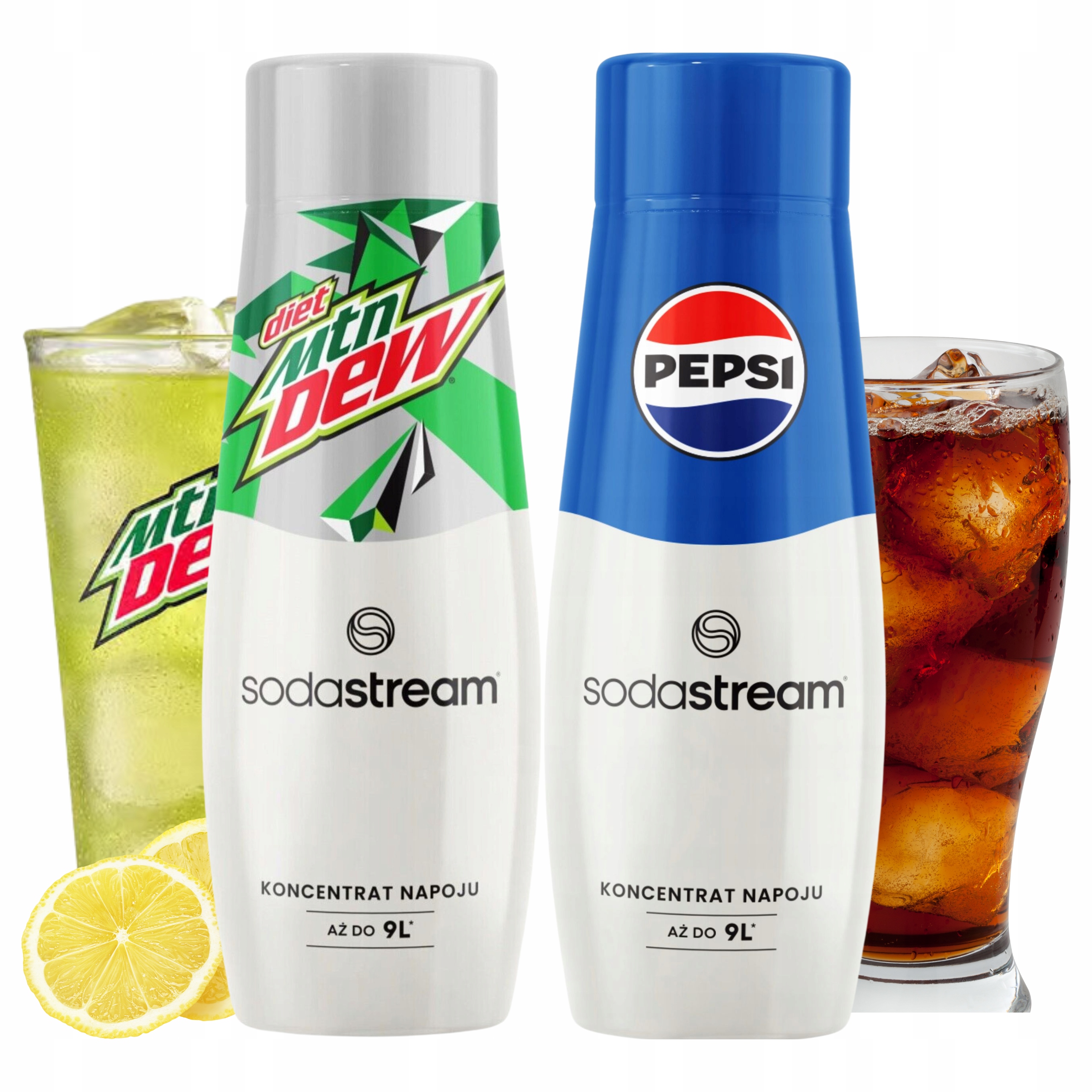 SodaStream MOUNTAIN DEW DIET BEZ CUKRU + PEPSI Syrop do Wody Koncentrat