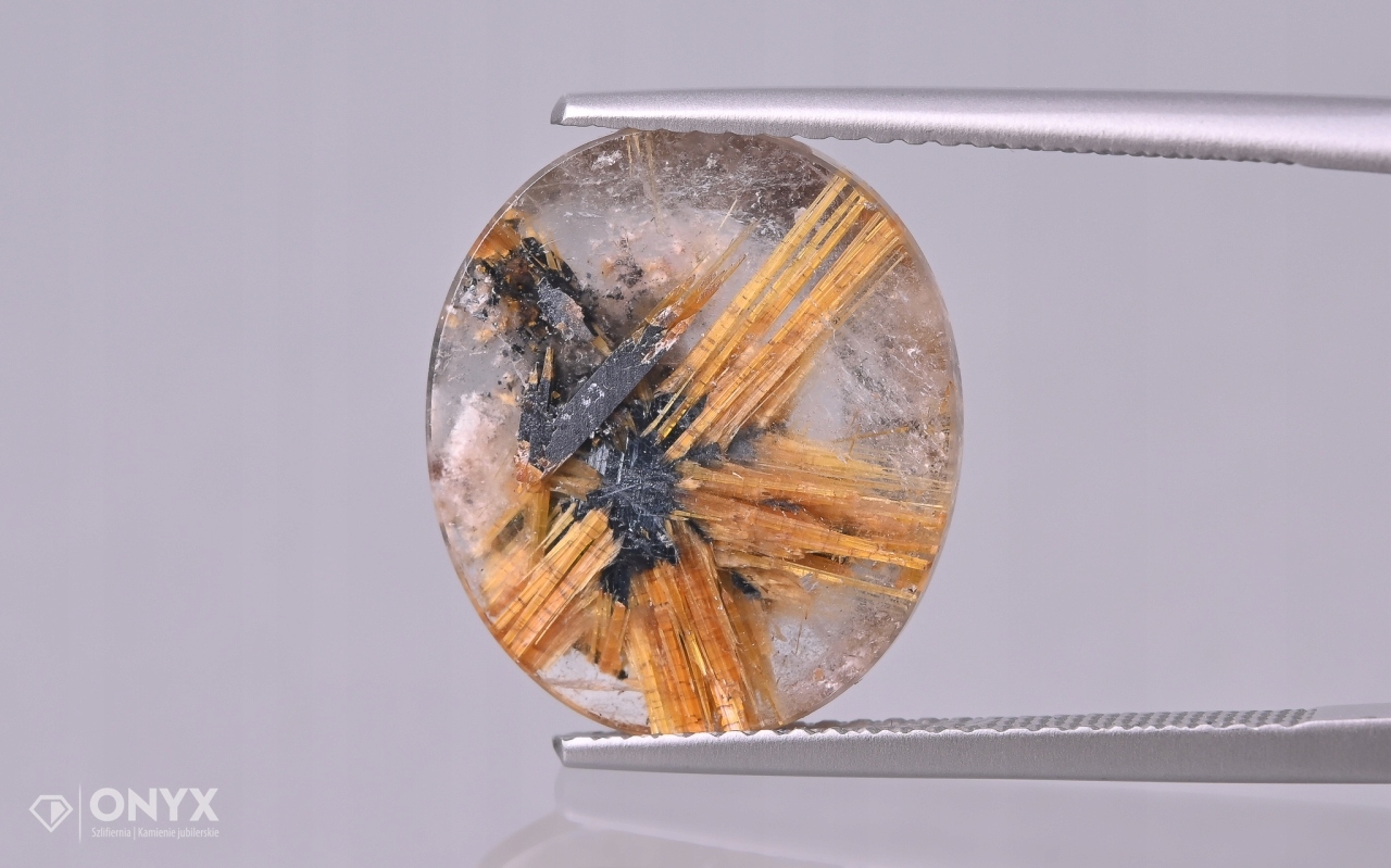 Křemen s rutilem mělký ovál 15,5x13,5 mm