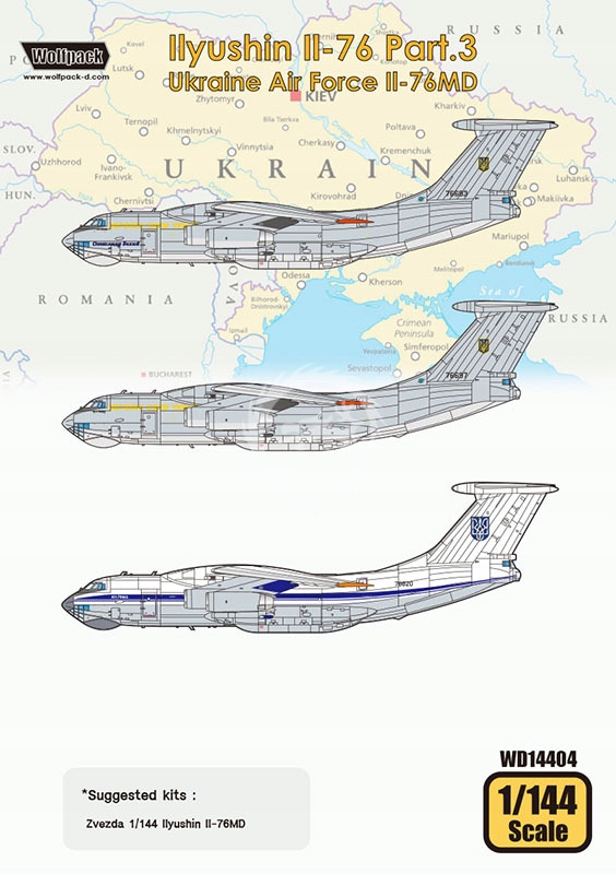 Il-76 Part.3 Ukraine Air Force Il-76MD Wolfpack WD14404 měřítko 1/144