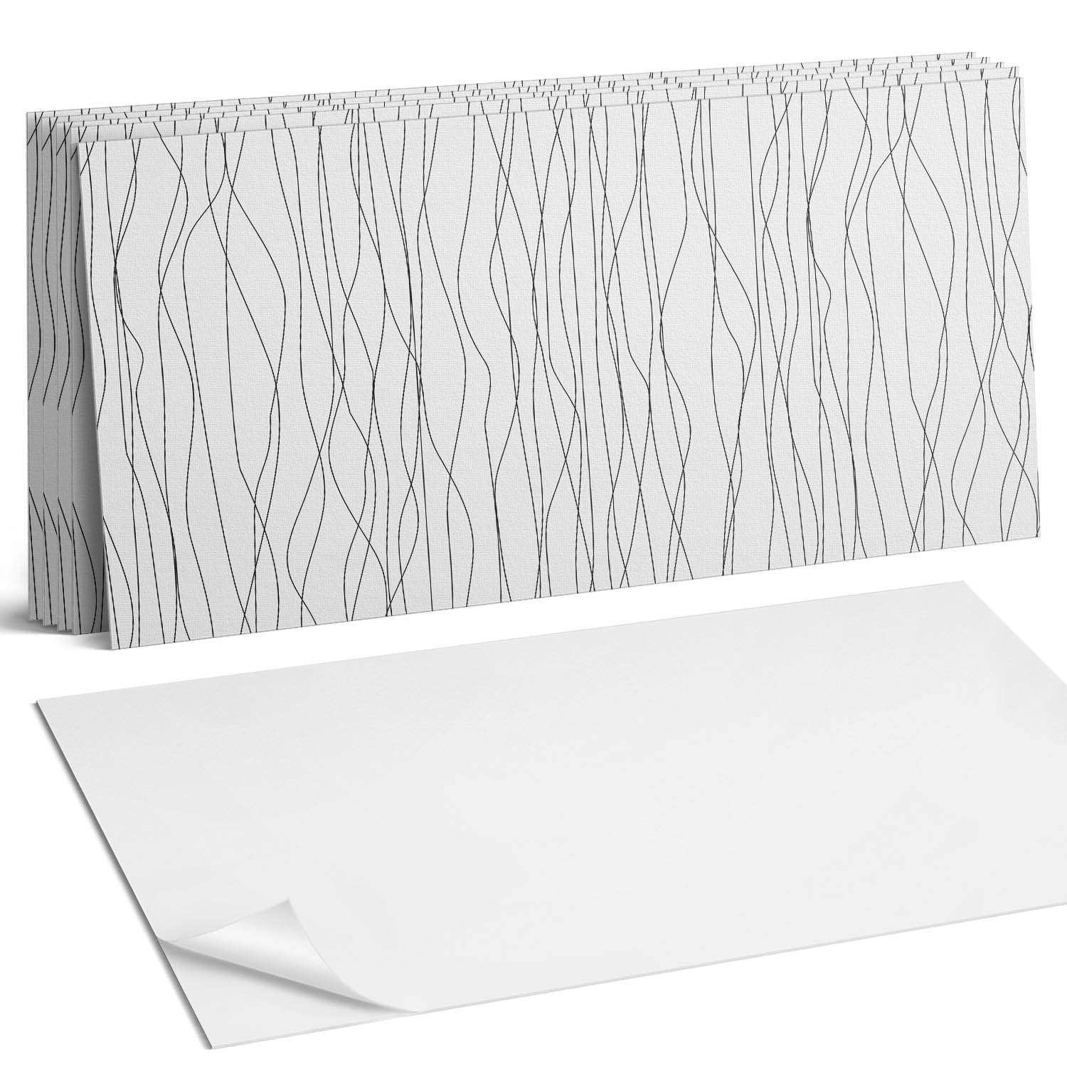 Sada vinylových dlaždíc Jednoduchá montáž Vzor vlnitých línií 6 x 60 x 30 cm