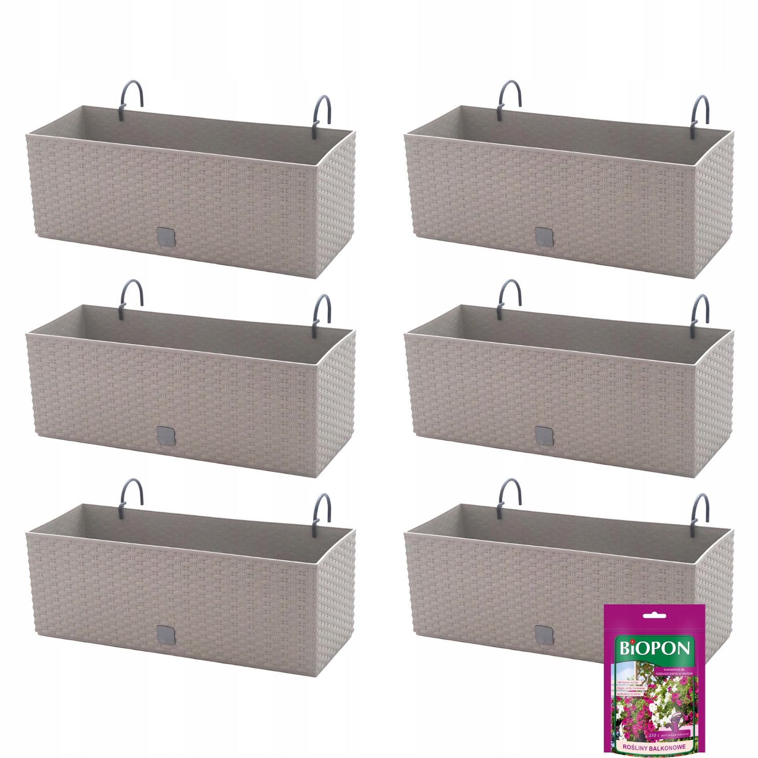 

6x Doniczka na balustradę DRTC500, uchwyty nawóz