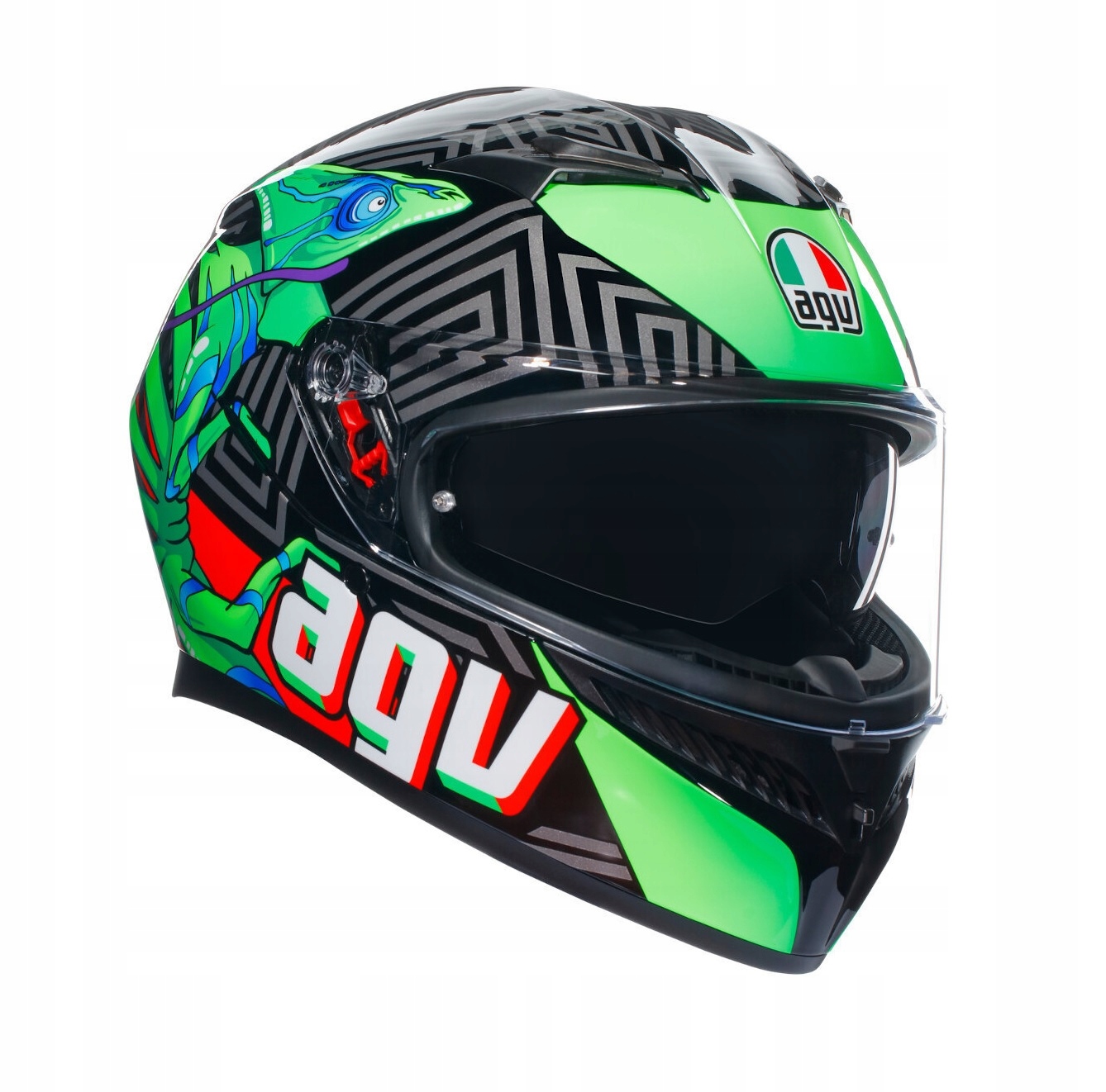 Integrálna Motocyklová Prilba Agv K3 Kamaleon Black Red Green