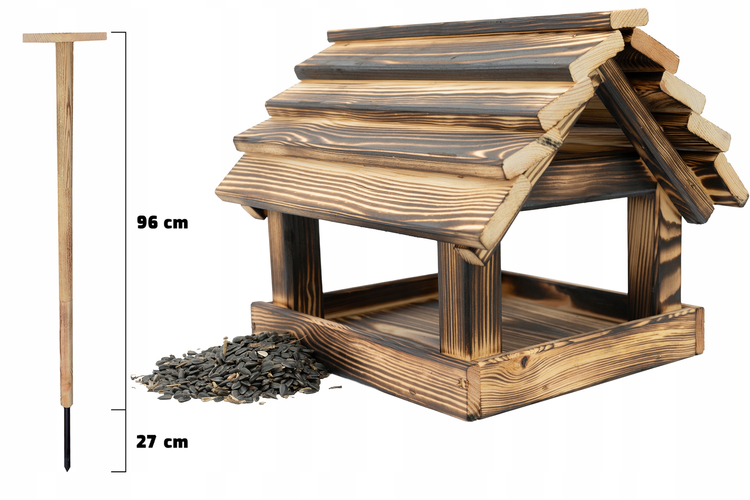 Karmnik Dla Ptaków Na Ziarno Duży Stojący Opalany Solidny Słonecznik 200g