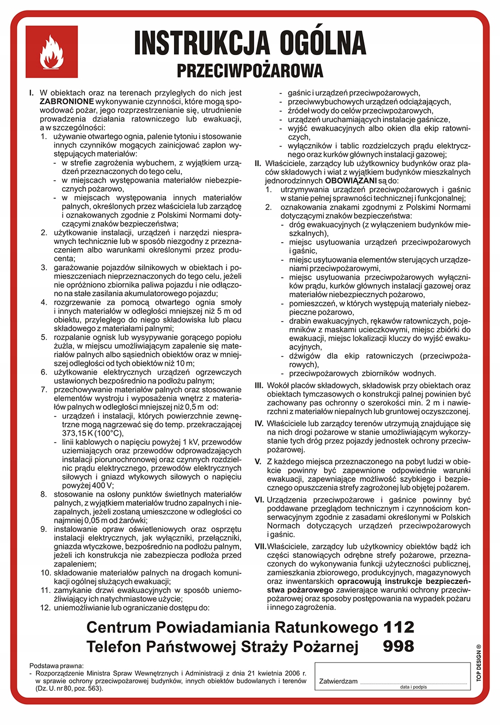 Instrukcja ogólna przeciwpożarowa