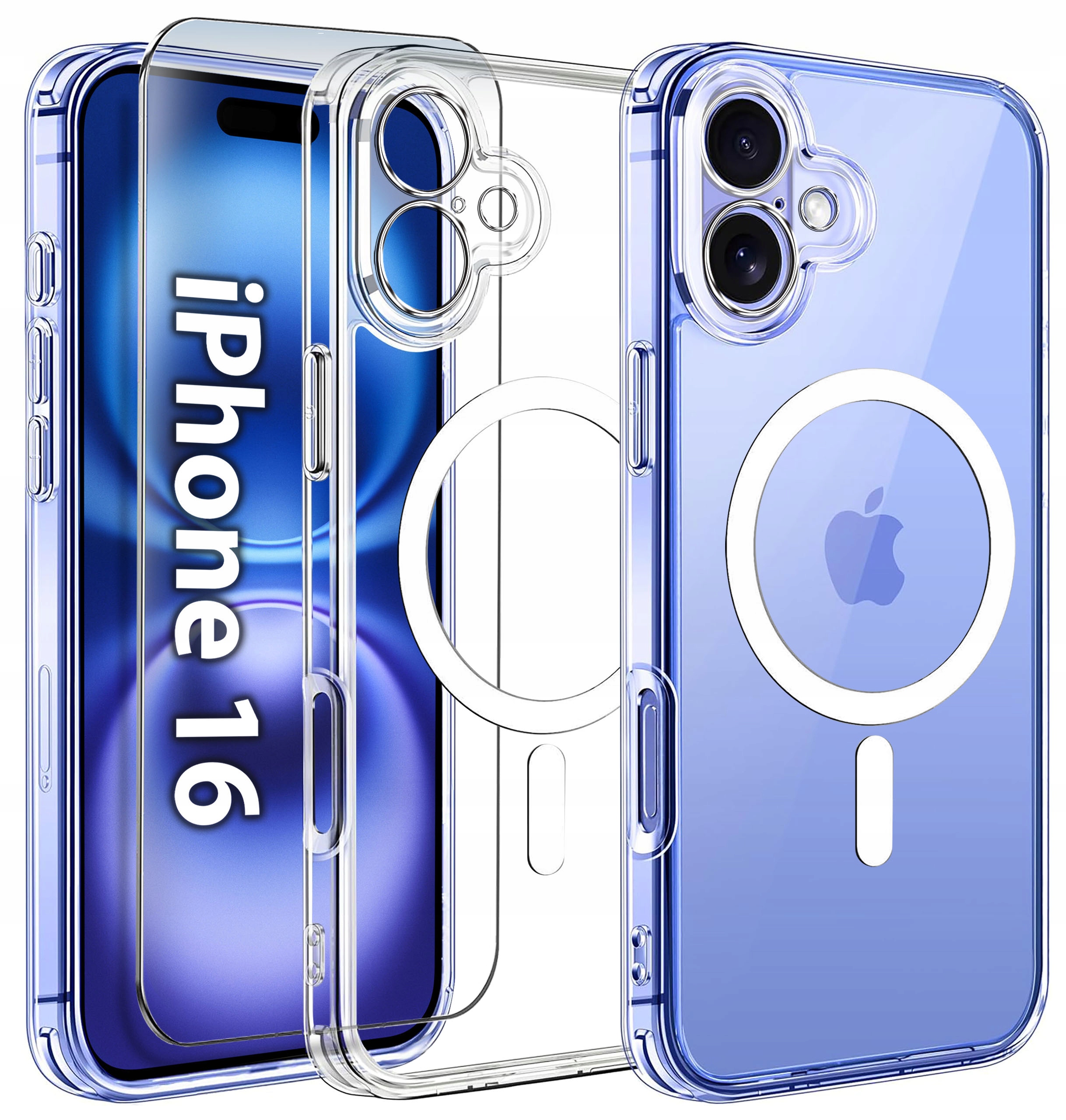 Etui Do iPhone 16 Case Szkło 9H Wzmacniane do Magsafe Clear Przeźroczyste