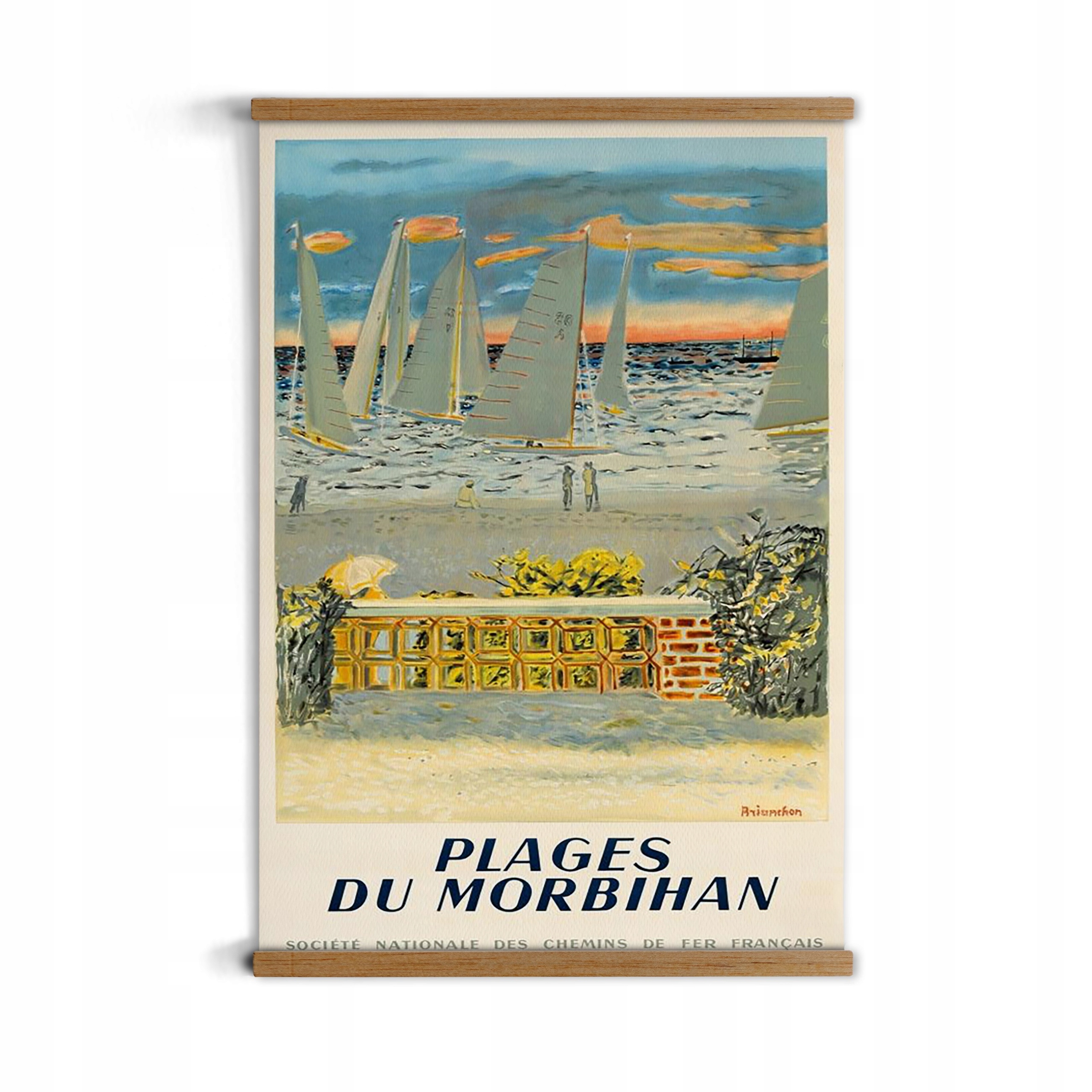 

poster z zawieszką Plaża jachty Francja vintage A1