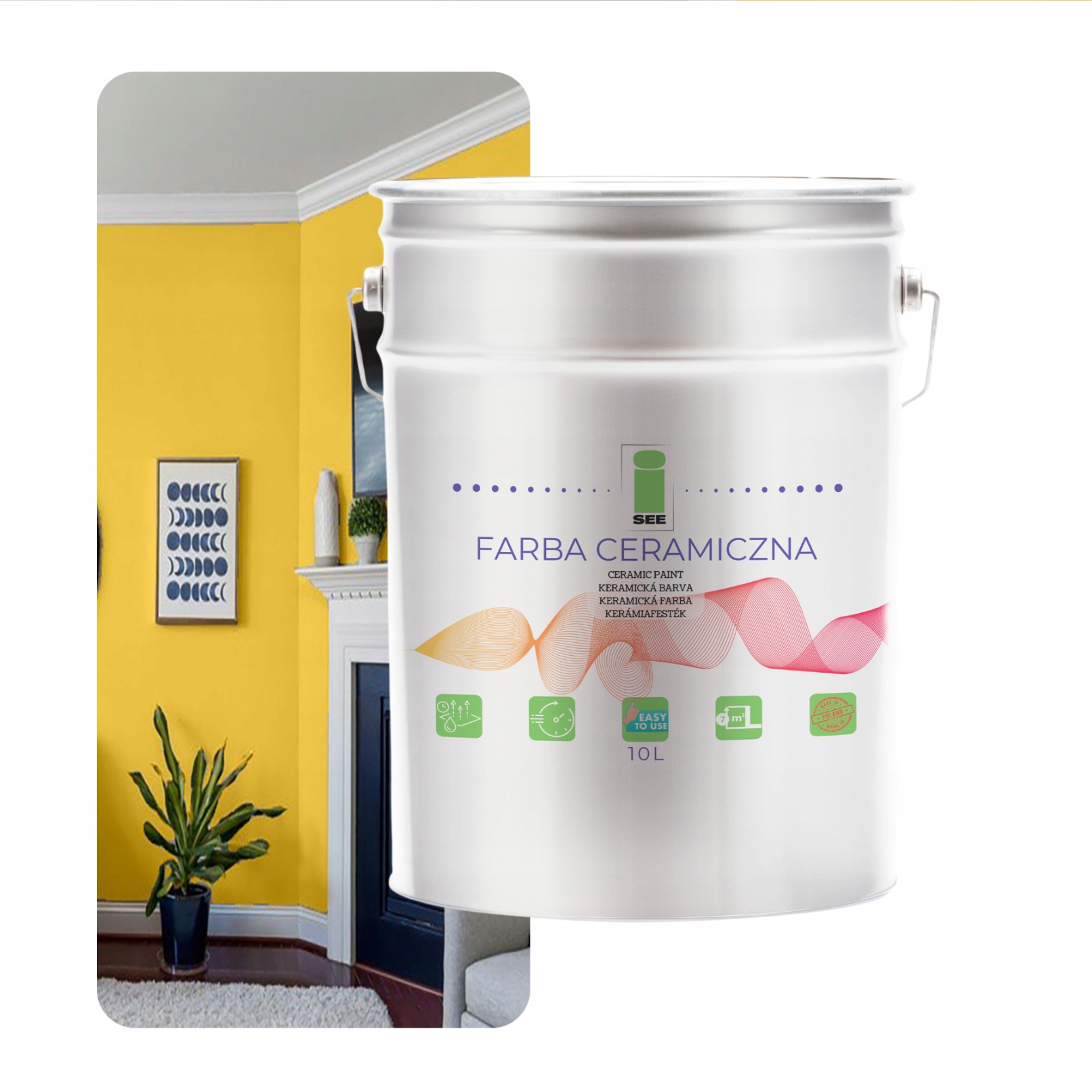 Umývateľná Keramická Farba Na Stenu Žltá 10 L, Odolná Voči Škvrnám