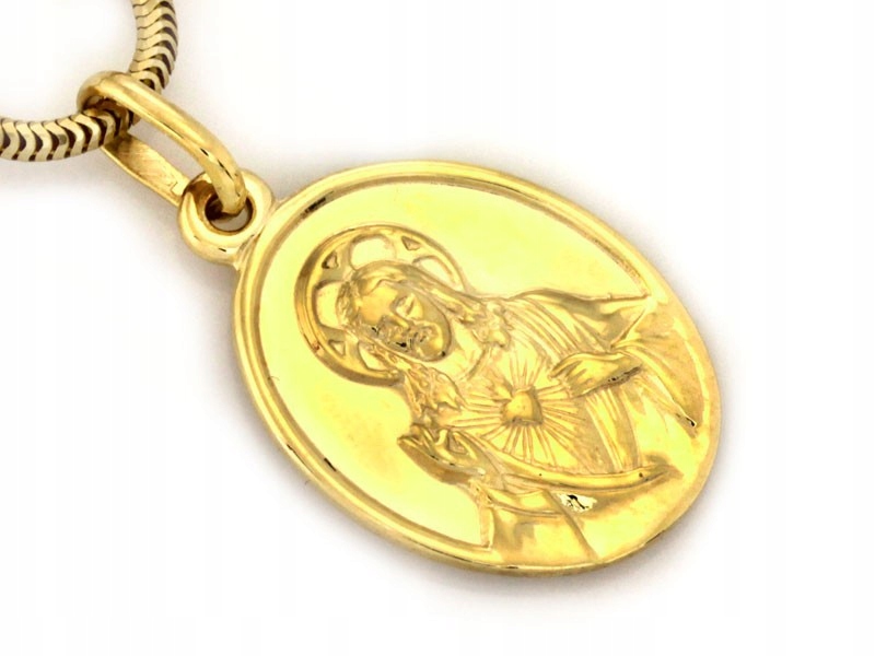 Zlatý medailonek oboustranný s Pannou Marií 585 14k 2.56g pro děti a ženy