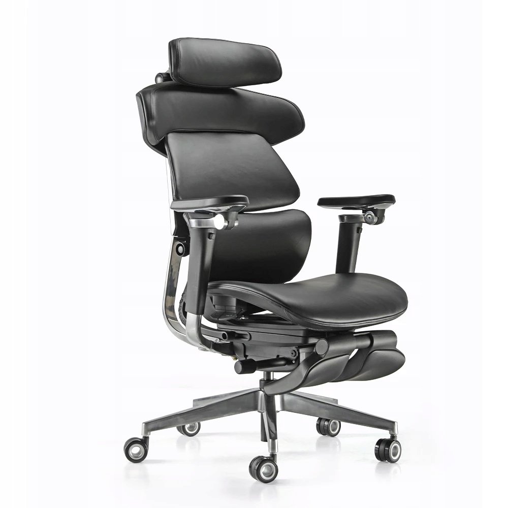 Fotel biurowy ergonomiczny obrotowy ogrom regulacji kółka ergonomia skóra