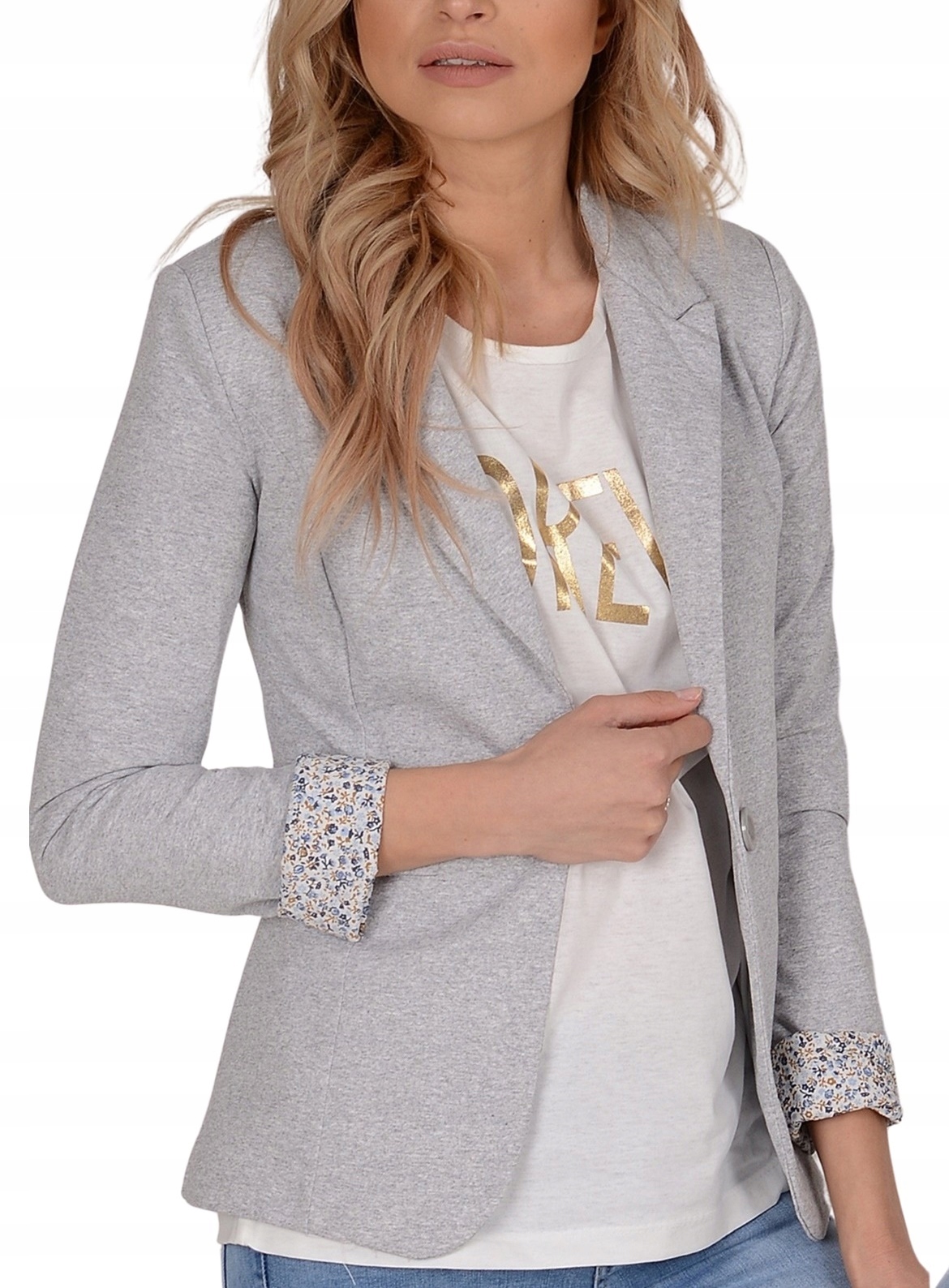 Marynarka damska drsowa Żakiet bawełniana kobieca Szary L/40