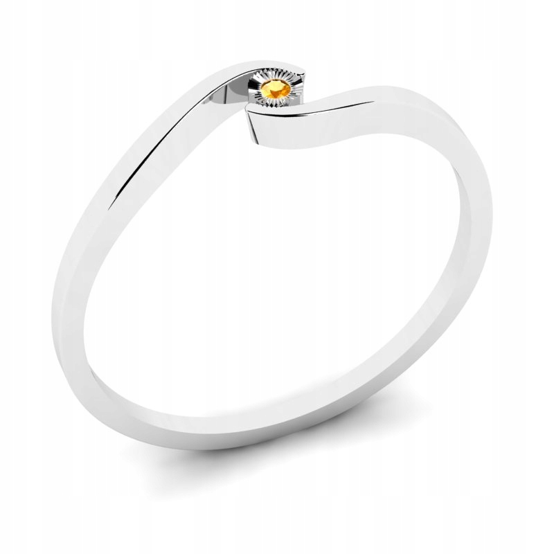 

Subtelny Pierścionek Z Cytrynem Z Białego Złota