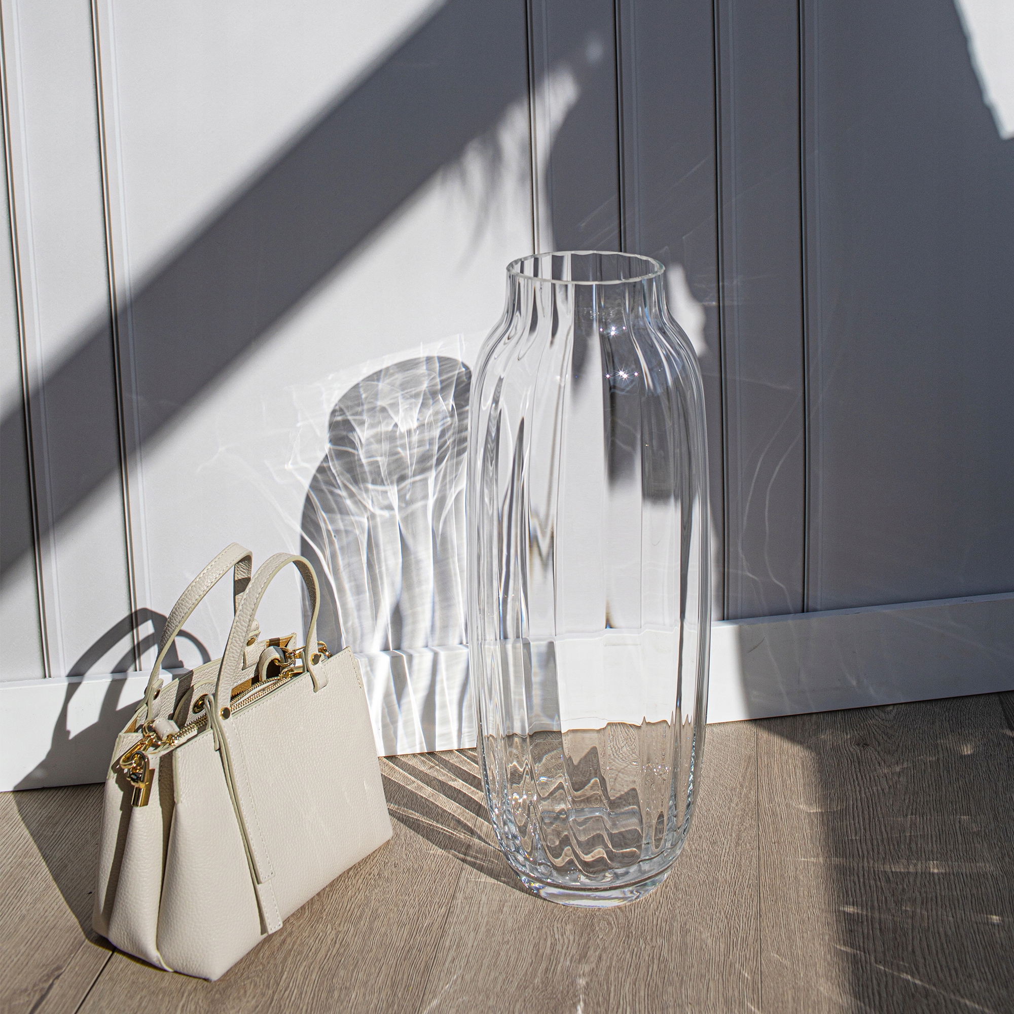 Wazon SZKLANY Flakon Na Kwiaty WYSOKI 50 cm Ręcznie Robiony HAND MADE Materiał szkło