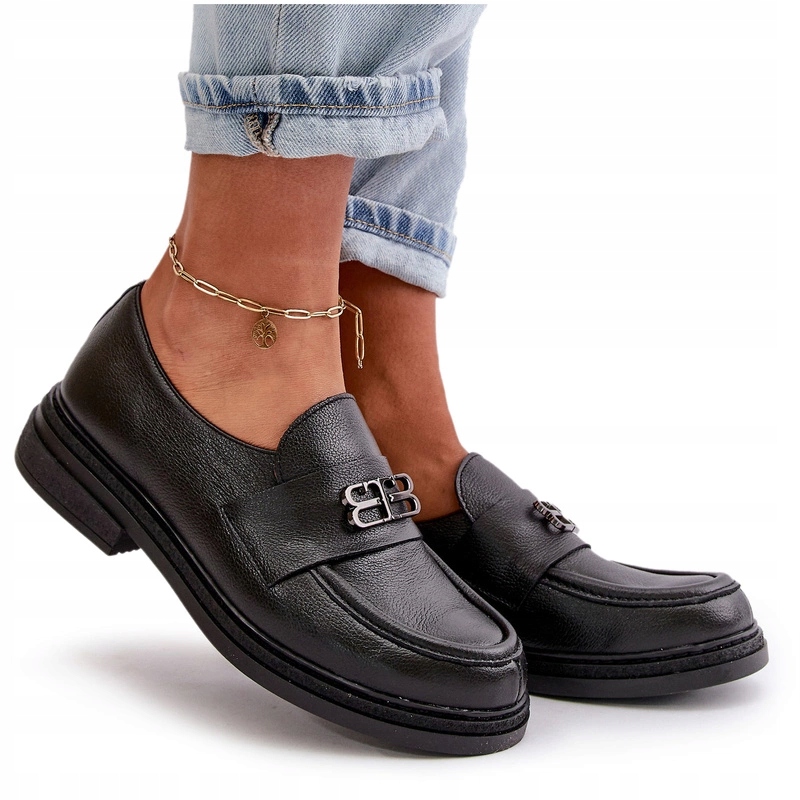 Dámské Polobotky Přírodní Kůže Elegantní Zazoo 20174 Černé 37