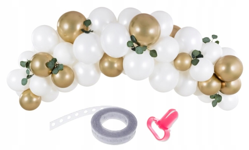 

Girlanda Balony białe złote Komunia Wesele Ślub