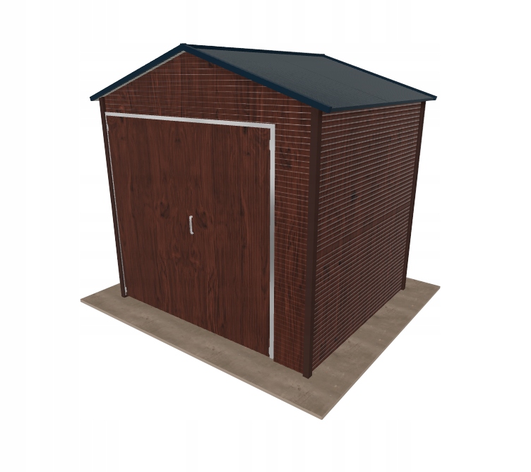 Plechová hala 3.5x3 m, sedlová, tmavý ořech, vysoký domek na nářadí