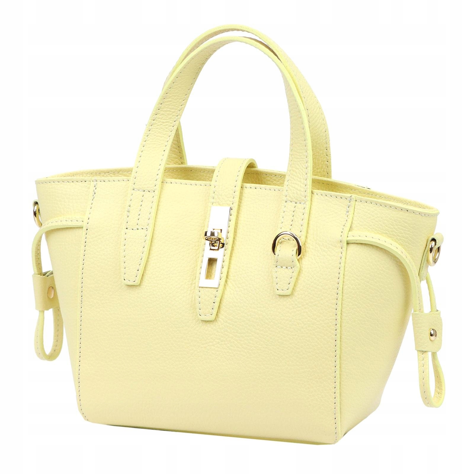 Dámská kabelka kufřík kožená žlutá pastelová přes rameno Luka