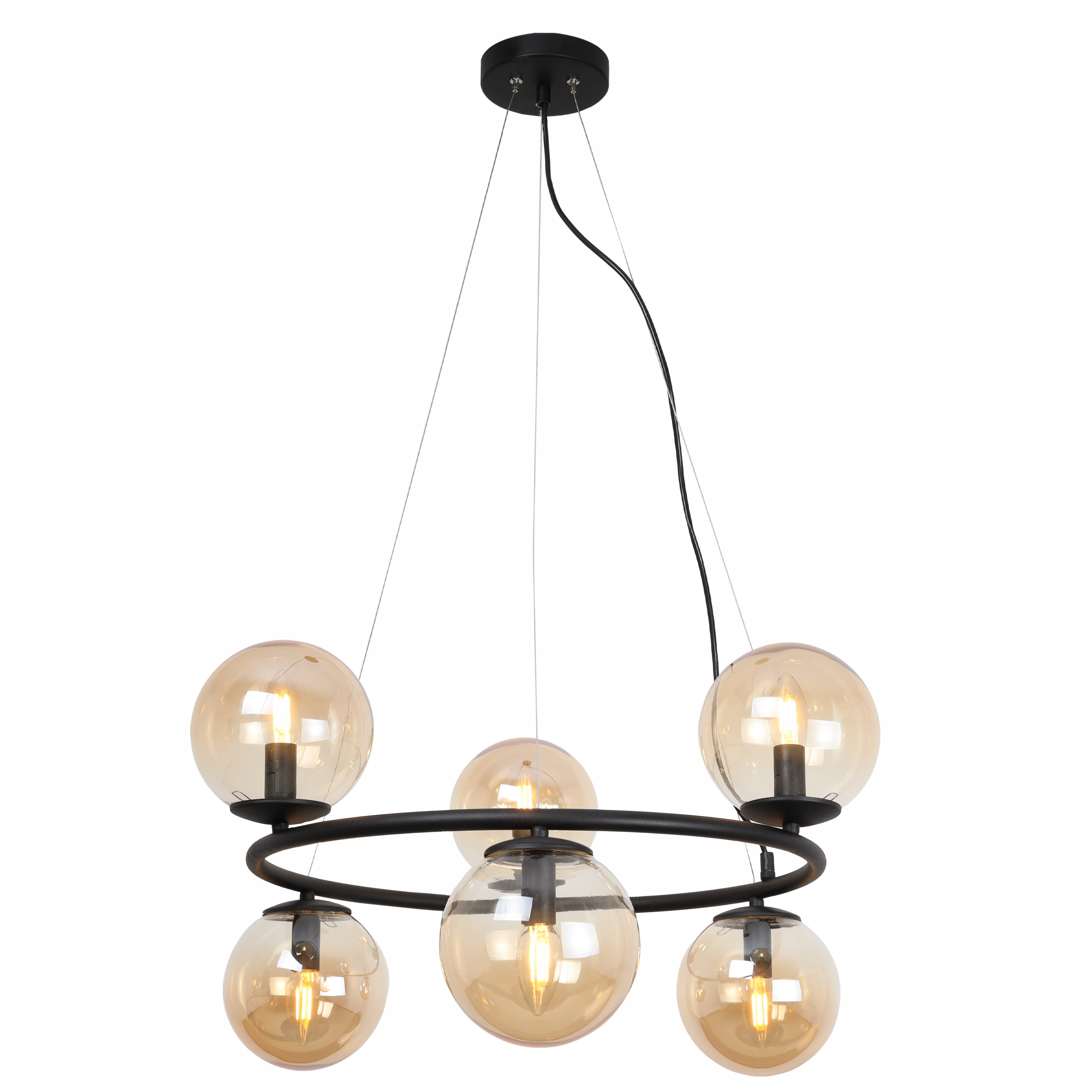 Závesná lampa s čiernym rámom do obývačky nad pohovku konferenčný stolík Aura