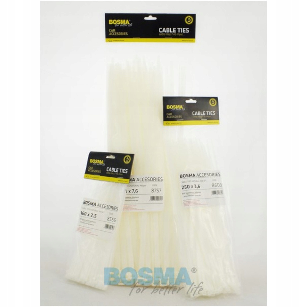 

Opaski Kablowe Białe Bosma (100 szt) 2,5x80mm