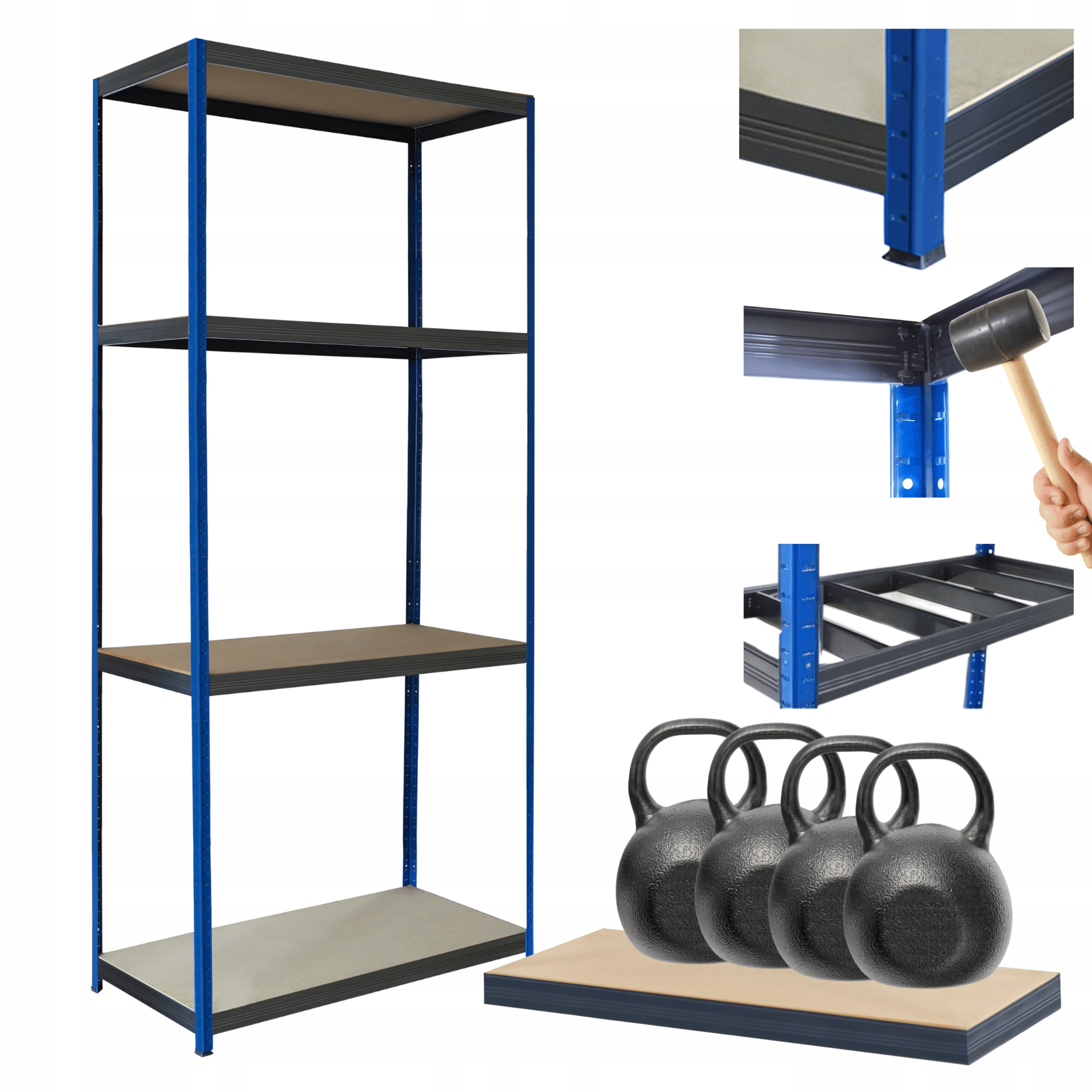 Kovový skladový regál s garážovým stojanom Helios 180x120x45 cm 4Px400 kg