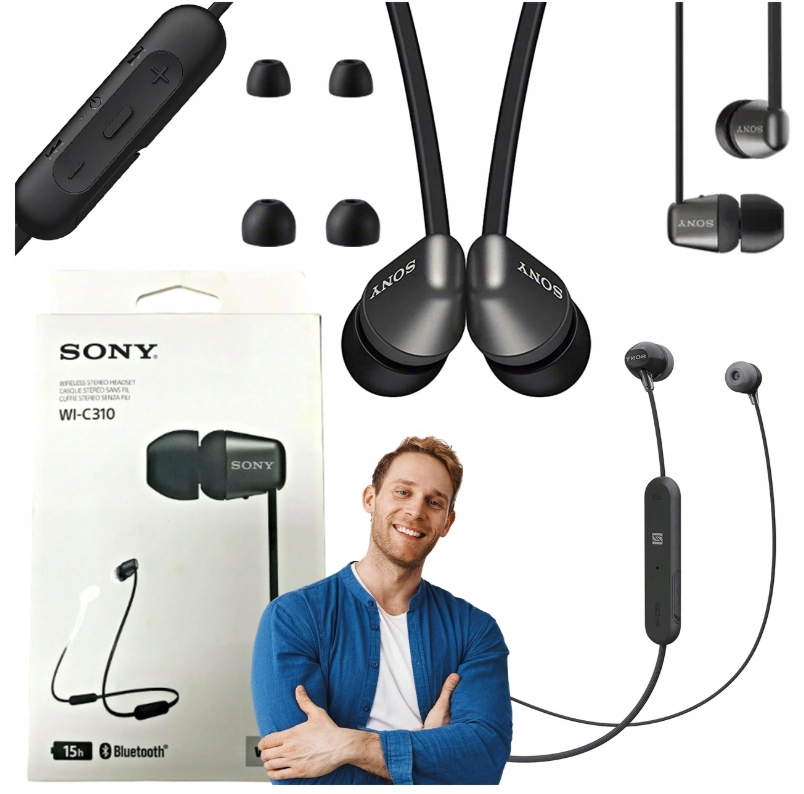 Bezdrátová Sluchátka Sony WI-C310 Do Kanálů Bass Bluetooth Černá