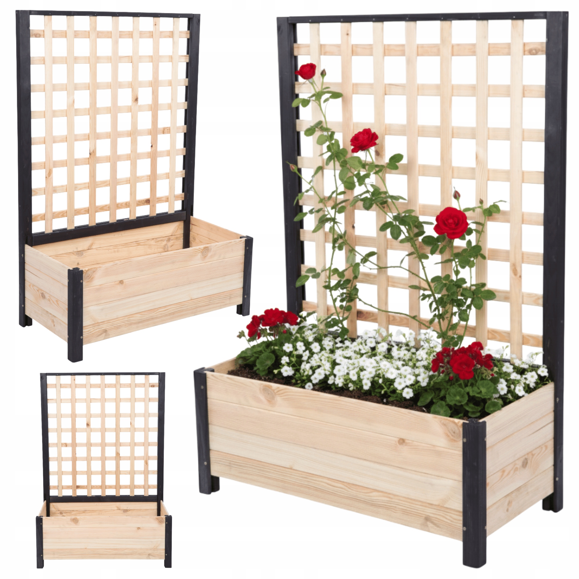 Drevená záhradná pergola, kvetináč, krabička na kvety 116x80x40, Eko
