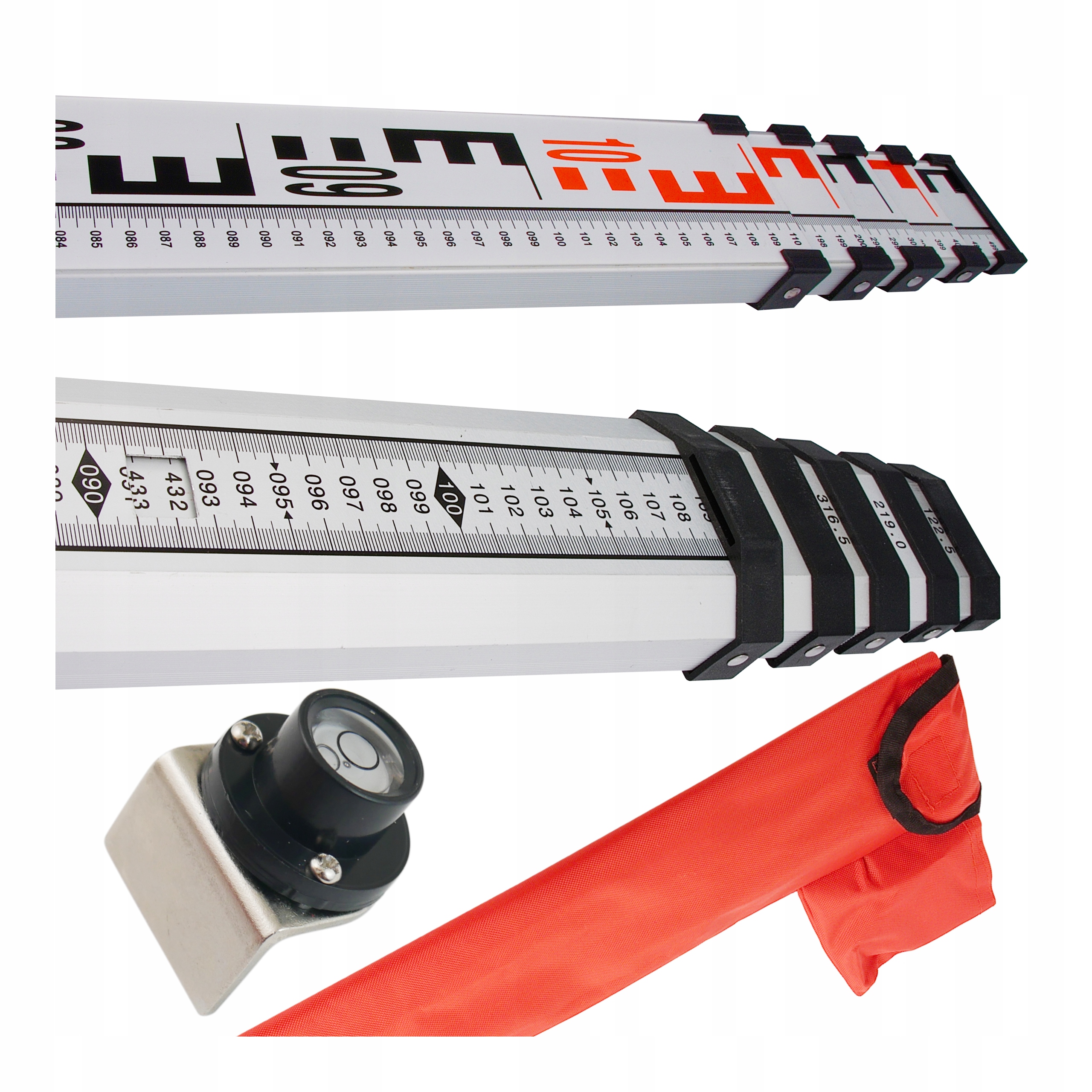 Teleskopická lať 5 m LT5MW Lamigo s geodetickým a milimetrovým dělením