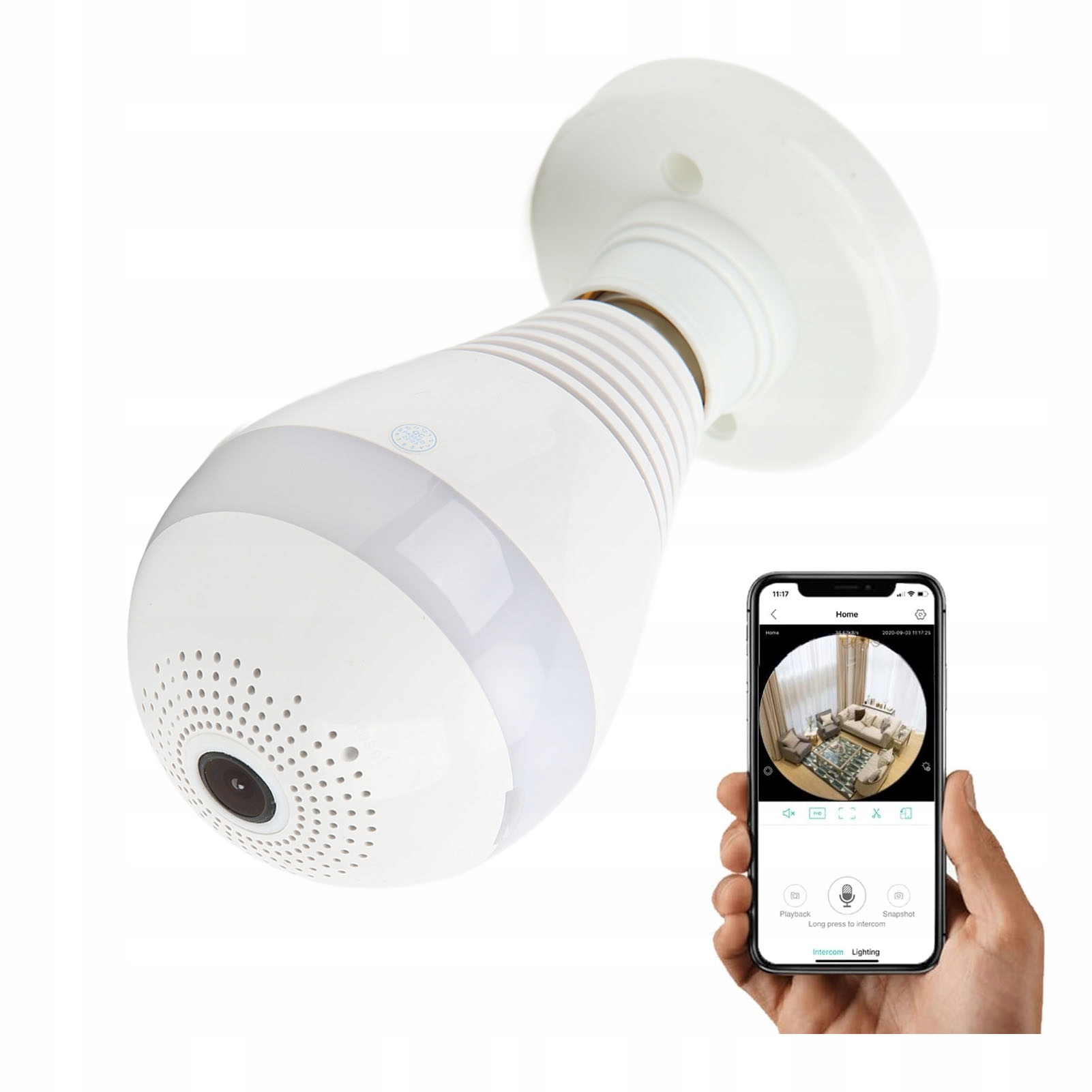 KAMERA WIFI MONITORING IP 360 W ŻARÓWCE 1080P