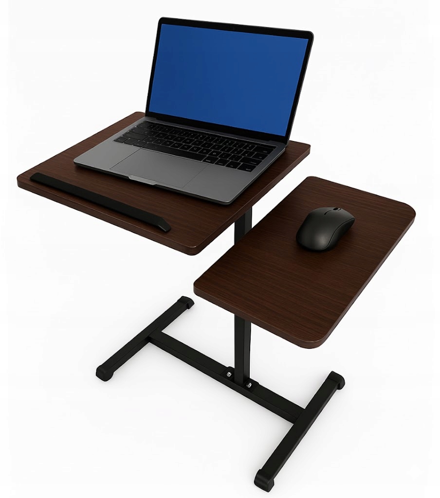 Mobilní stolek na kolečkách, 2 desky pod notebook, nastavitelný, praktický (E052)