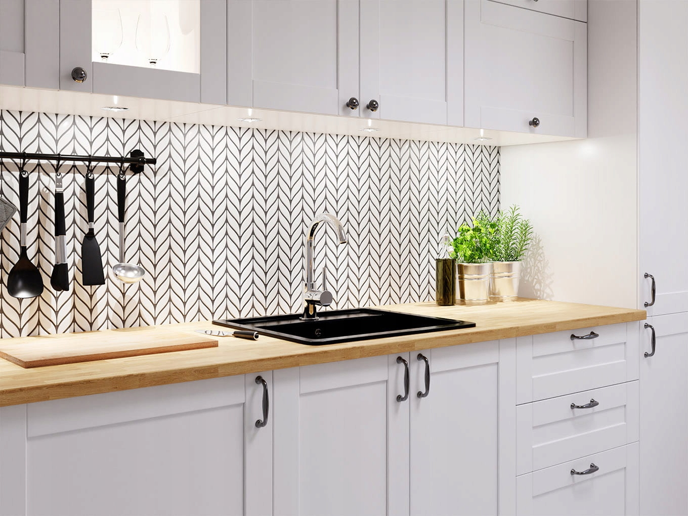 MOZAIKA CERAMICZNA BOTANIC WHITE BIAŁA Długość 26.5 cm