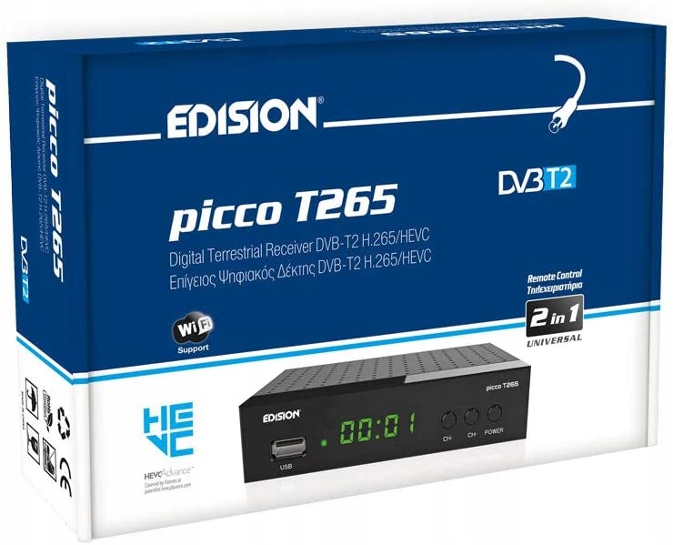 TUNER ZGEMMA H8.2H DEKODER SAT + DVB-T2 HEVC ENIGMA2 E2 + ADAPTER