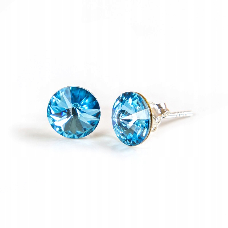 

Srebrne Kolczyki 925 z kr. Swarovski Rivoli 8 Aqua