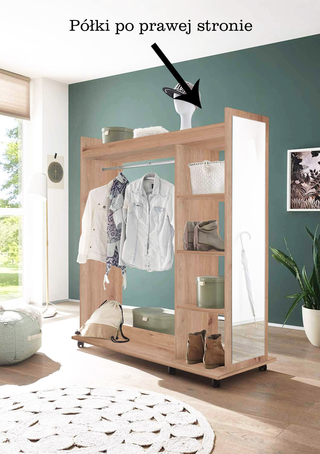 NOWOCZESNA PRZEDPOKÓJ GARDEROBA VINNIE DĄB ARTISAN Wysokość mebla 150 cm