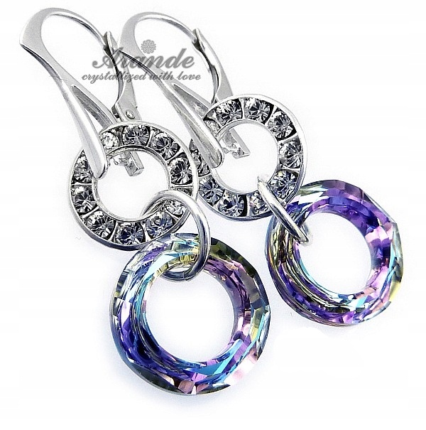 Křišťálové Náušnice Vitrail Ring Stříbro Arande