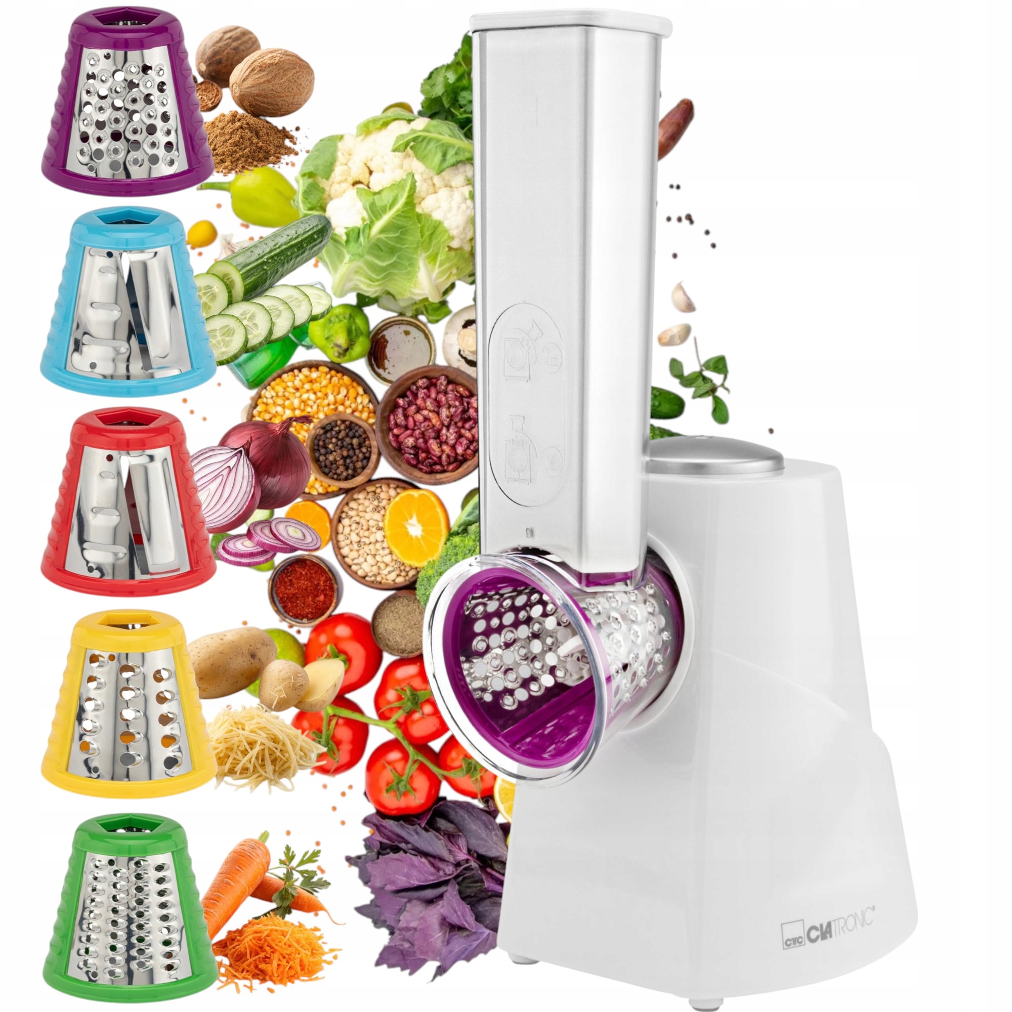 Elektryczna Krajalnica Szatkownica Tarka Do Warzyw 5 Końcówek