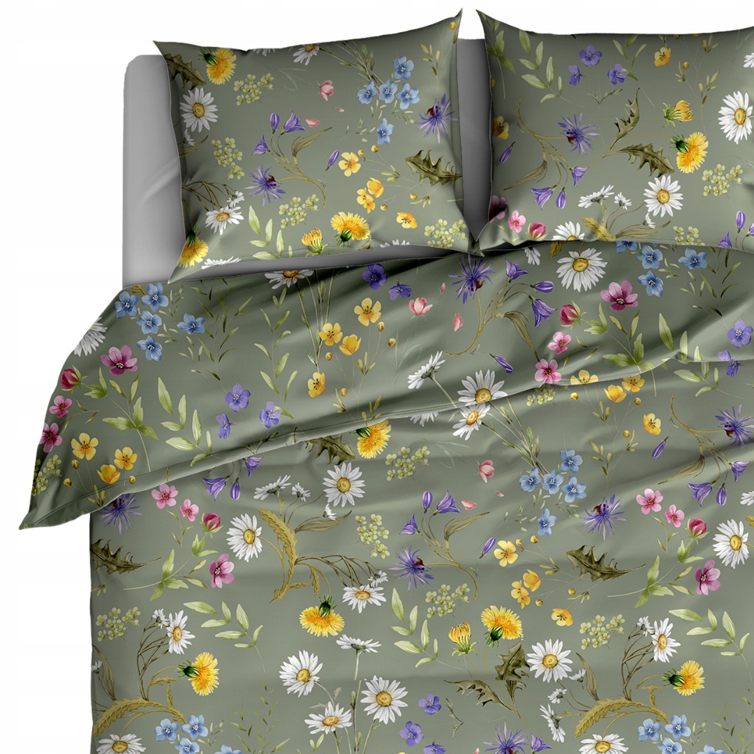Komplet Pościeli 220x200+2x70/80 z Bawełny 100% łąka w zielenii El-tex