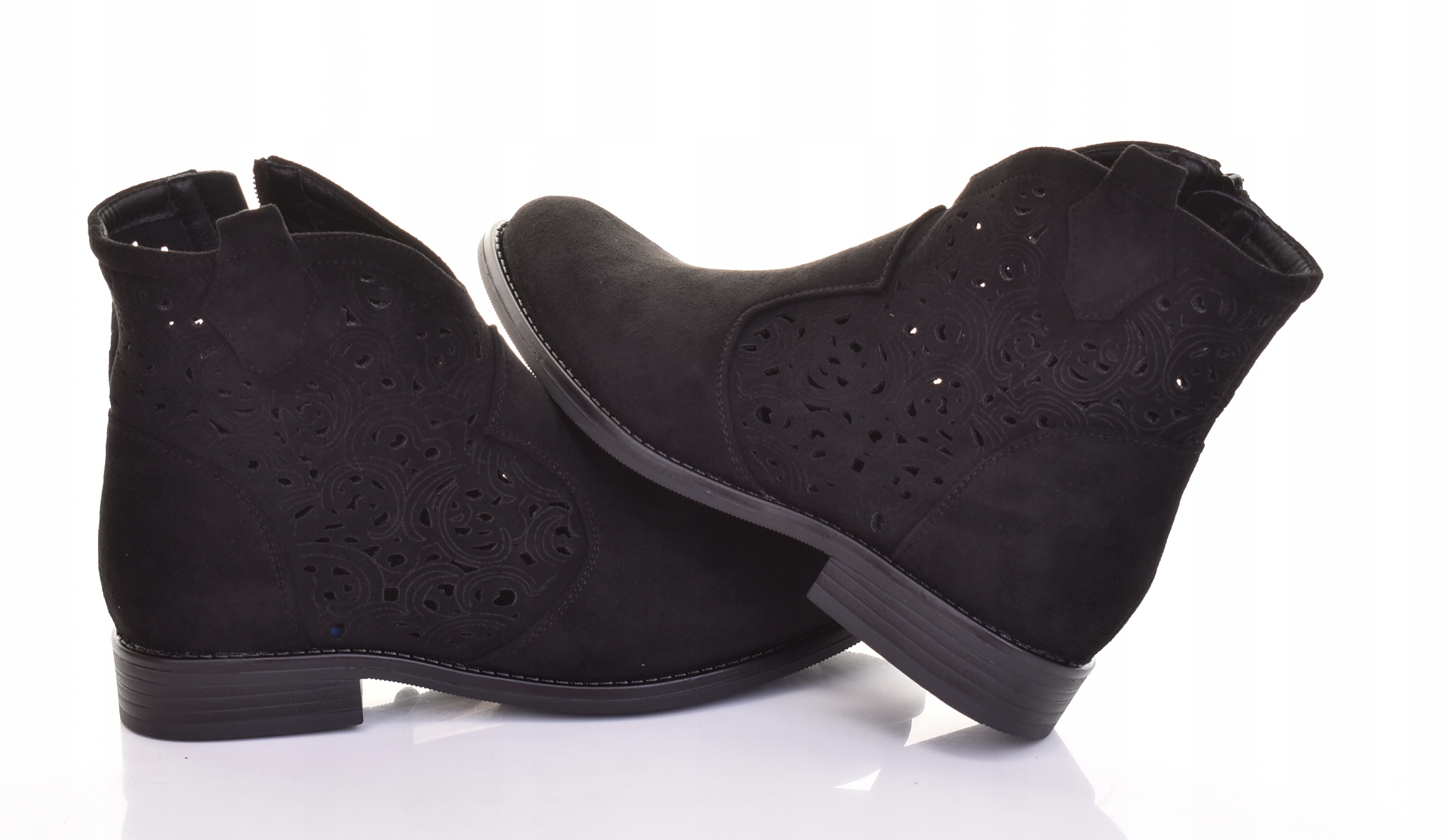 Dámské Kotníkové Boty S Plochým Podpatkem, Módní, Černé, Elegantní