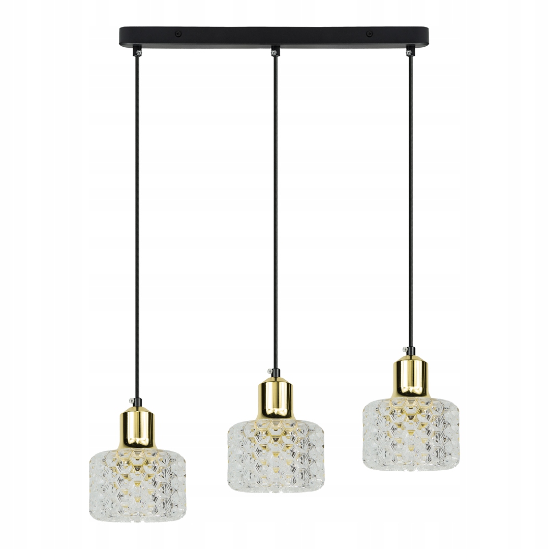 Trojitá závesná lampa glamour čierna zlatá ozdobné tienidlá 47 cm Milagro
